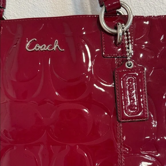 Coach Deep Red Patent Leather Shoulder Bag - Picture 2 of 10